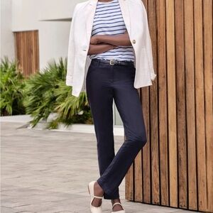 New w/ Tag Pure Collection Navy Cotton Stretch Crop Trouser Size 8/10